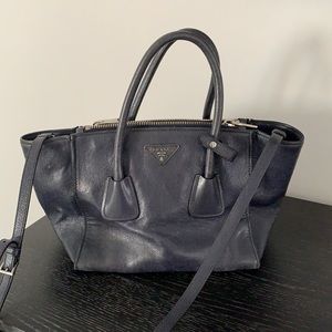 Prada navy leather bag with shoulder strap